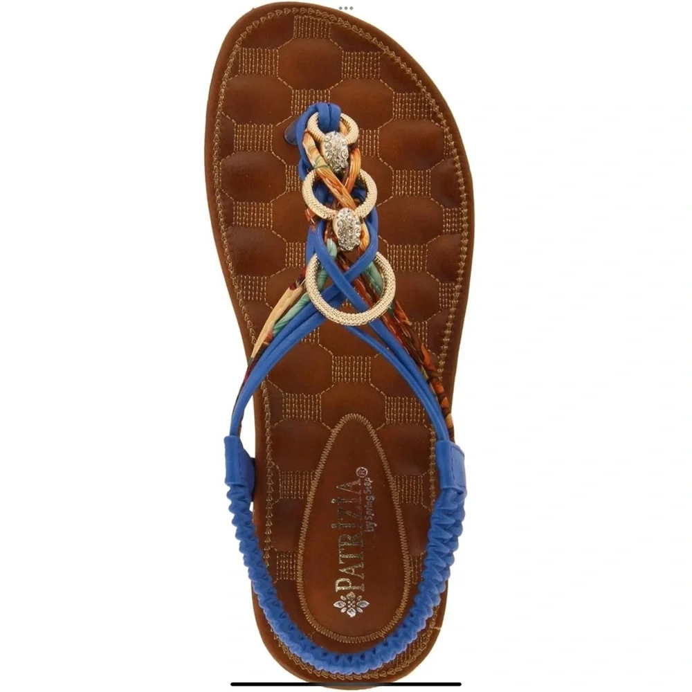 Patrizia Gadelina Blue with multicolored straps and faux diamond bead accents - Picture 2 of 16